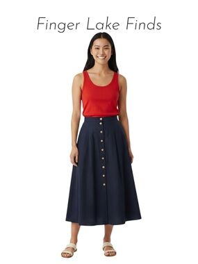 NWT Rafaella Navy Blue Cotton Skirt, 14